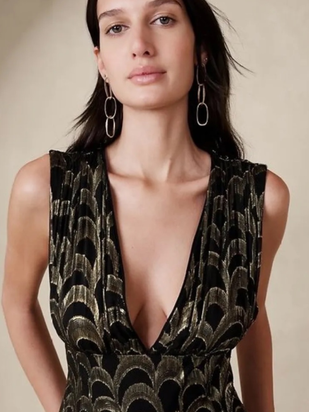 Banana Republic Black and Gold Maxi Dress - Picture 3 of 10
